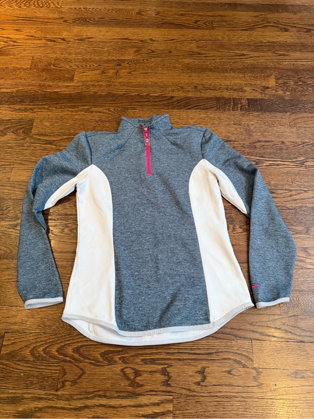 Gray and White Women's Quarter-Zip Performance Layer